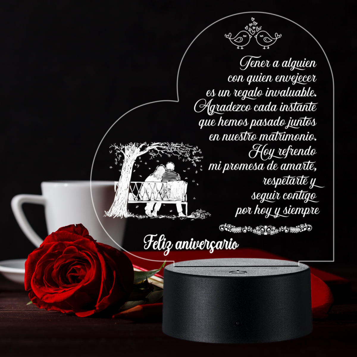 Lámpara LED con Dedicatoria - Aniversario