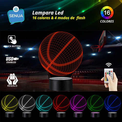 Lámpara LED Balón Baloncesto 3D