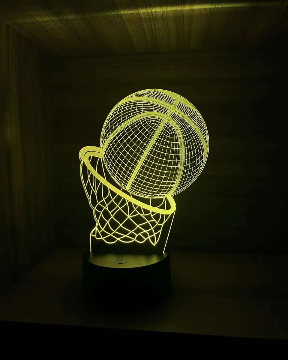 Lámpara LED Balón Baloncesto 3D con Aro
