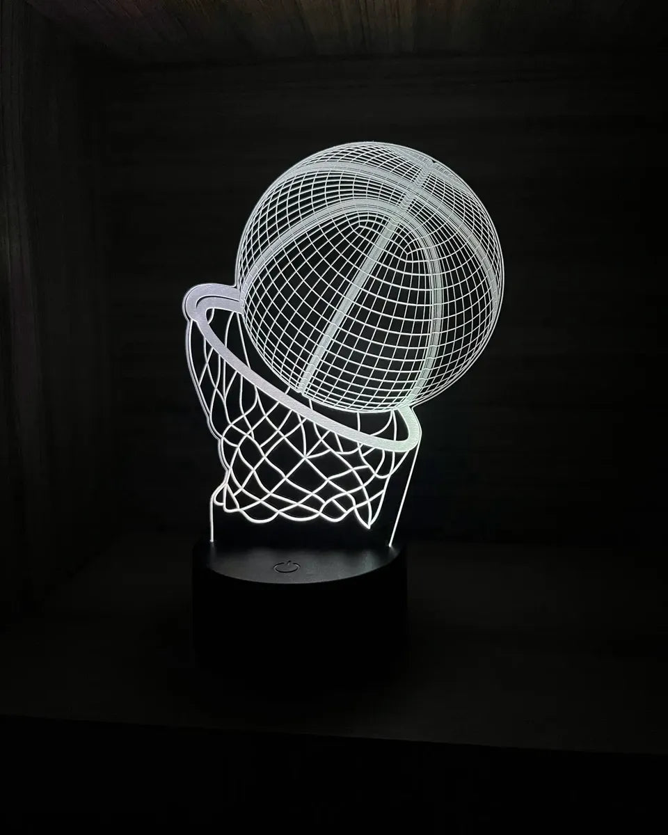 Lámpara LED Balón Baloncesto 3D con Aro
