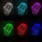 Lámpara LED Balón Baloncesto 3D con Aro