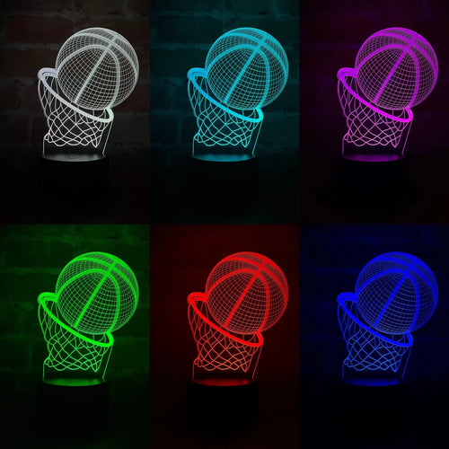 Lámpara LED Balón Baloncesto 3D con Aro