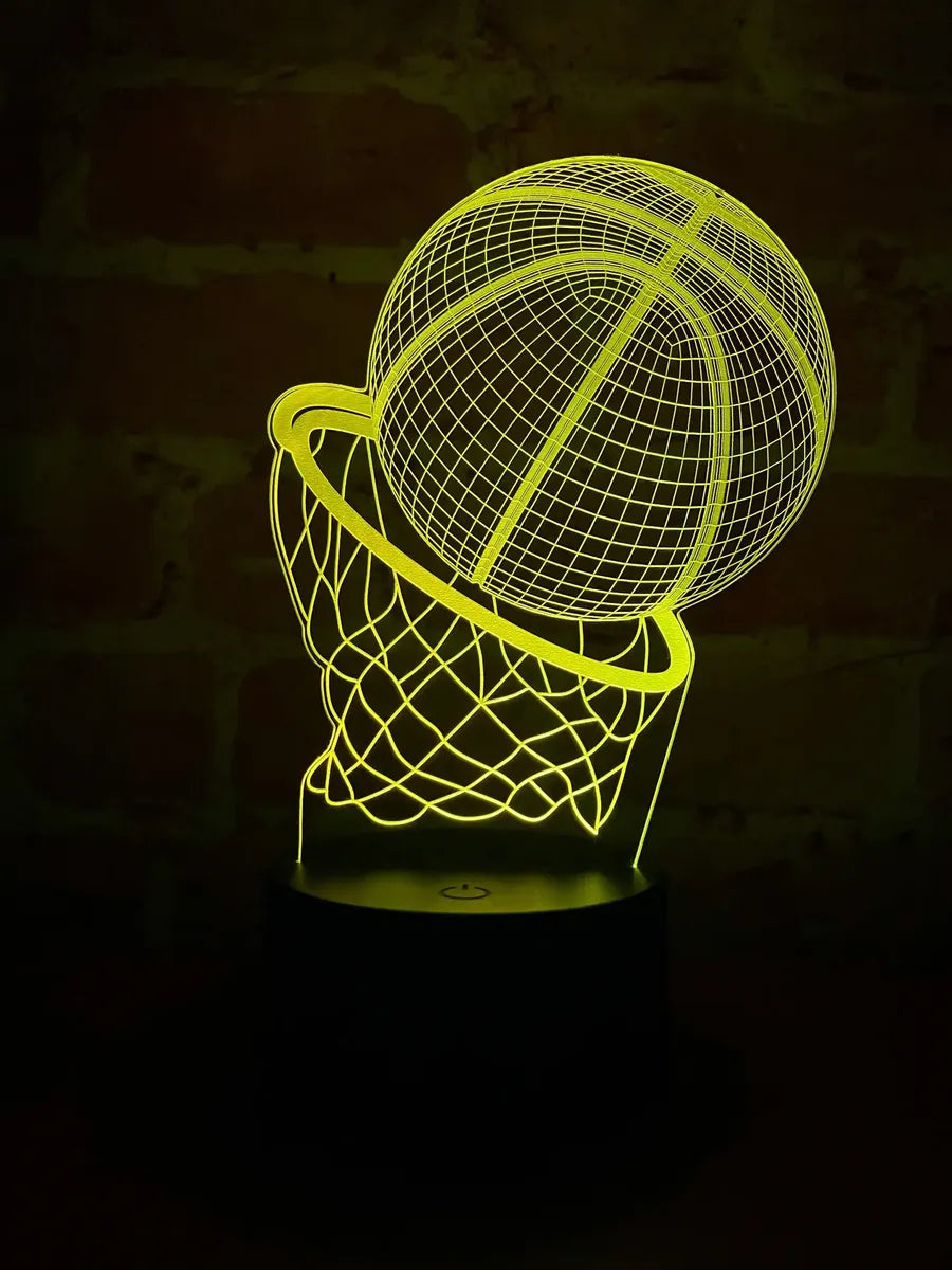 Lámpara LED Balón Baloncesto 3D con Aro