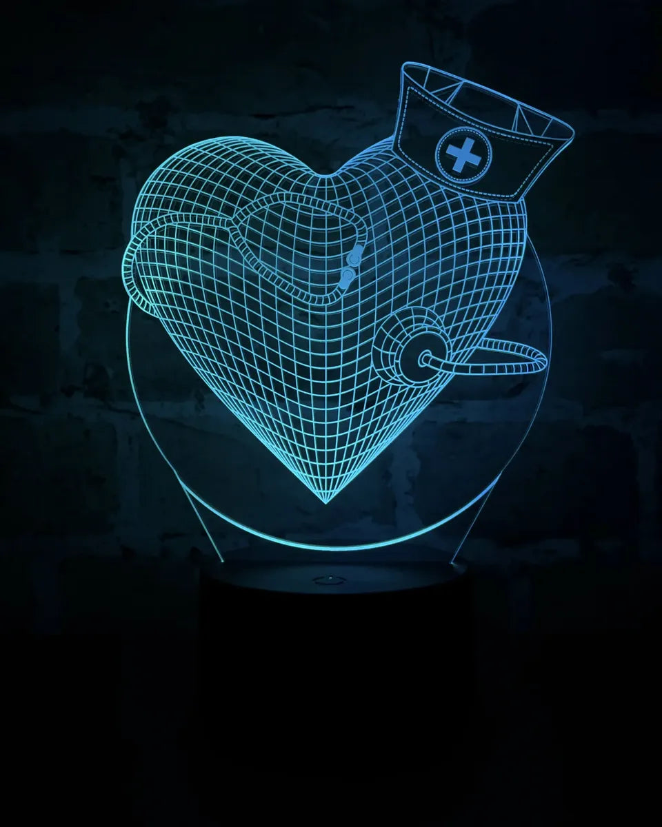 Lámpara LED Corazon 3D Enfermero(a), Medico(a)