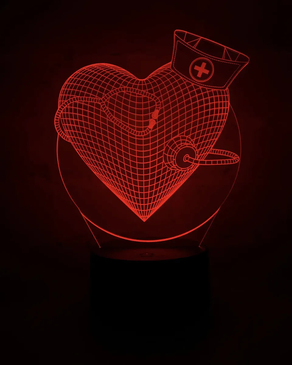 Lámpara LED Corazon 3D Enfermero(a), Medico(a)