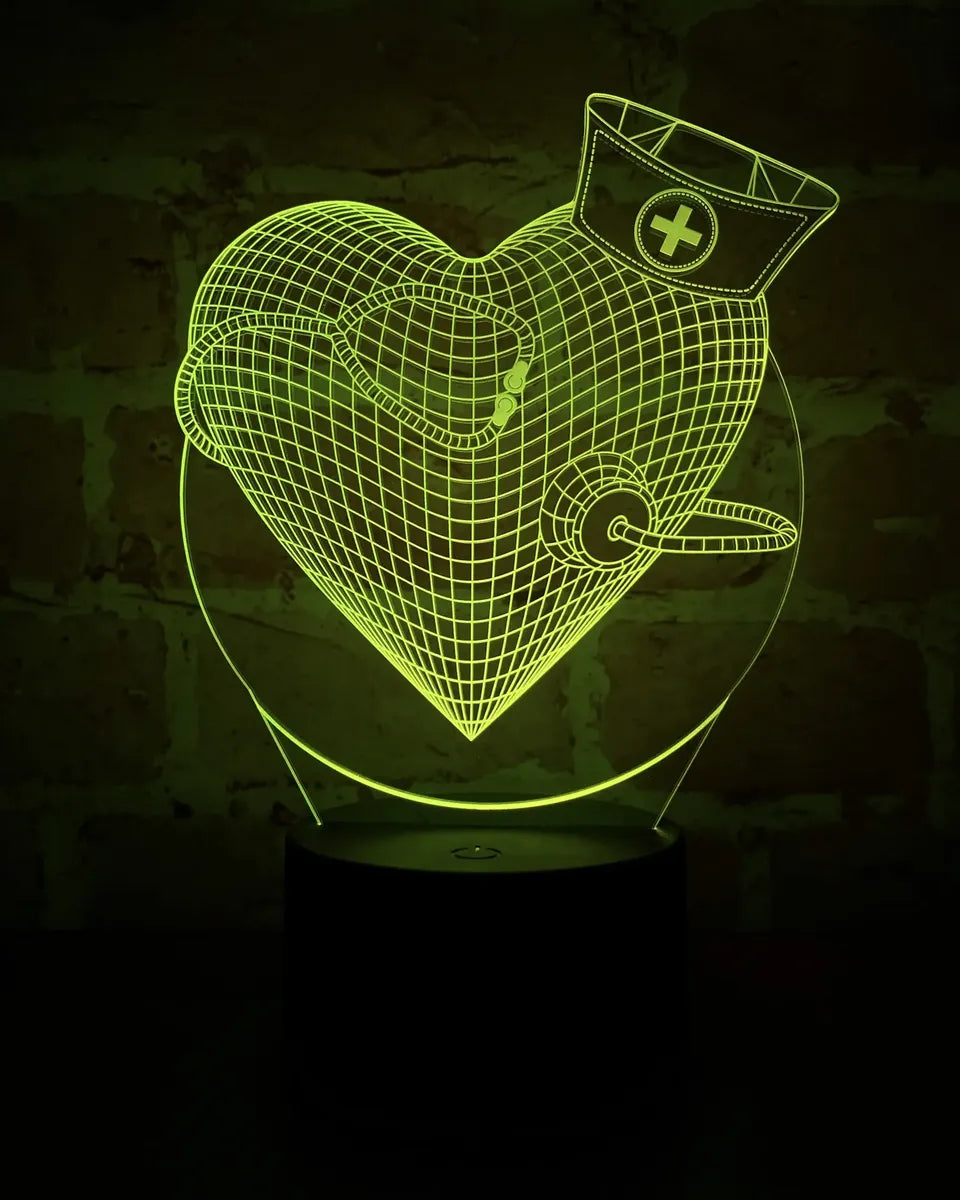 Lámpara LED Corazon 3D Enfermero(a), Medico(a)