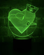 Lámpara LED Corazon 3D Enfermero(a), Medico(a)
