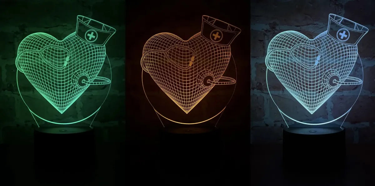 Lámpara LED Corazon 3D Enfermero(a), Medico(a)
