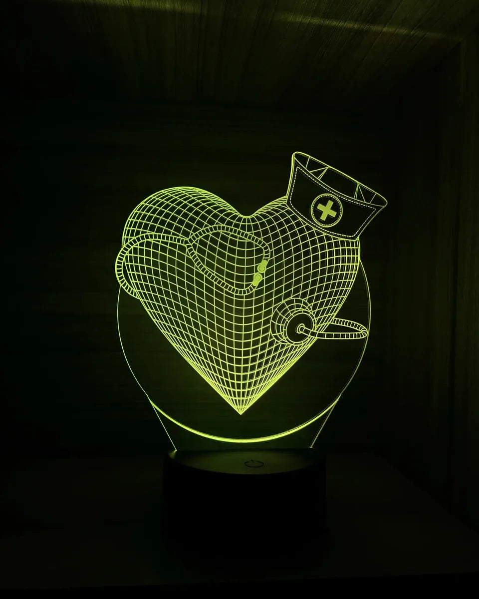 Lámpara LED Corazon 3D Enfermero(a), Medico(a)