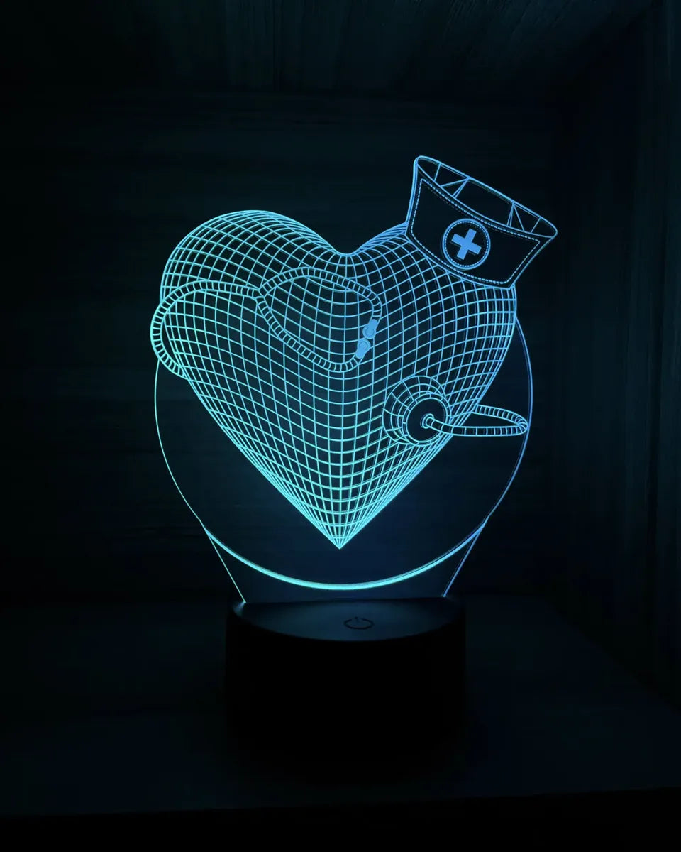 Lámpara LED Corazon 3D Enfermero(a), Medico(a)