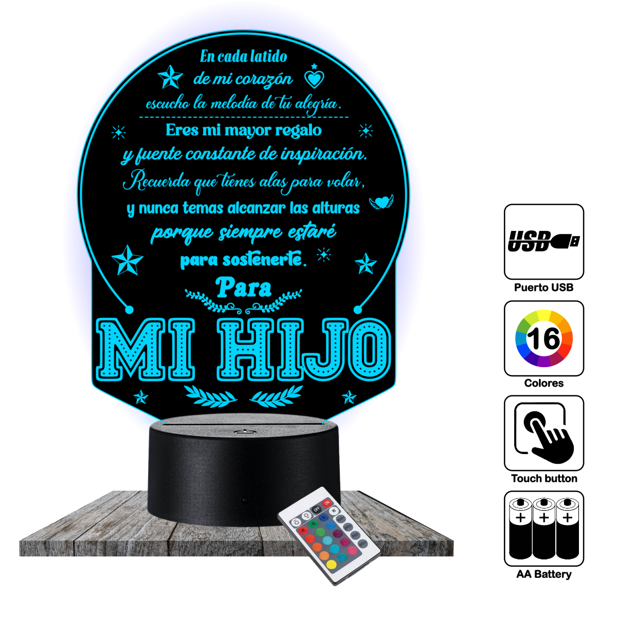 Lámpara LED con Dedicatoria - Hijo(a) Colección 2