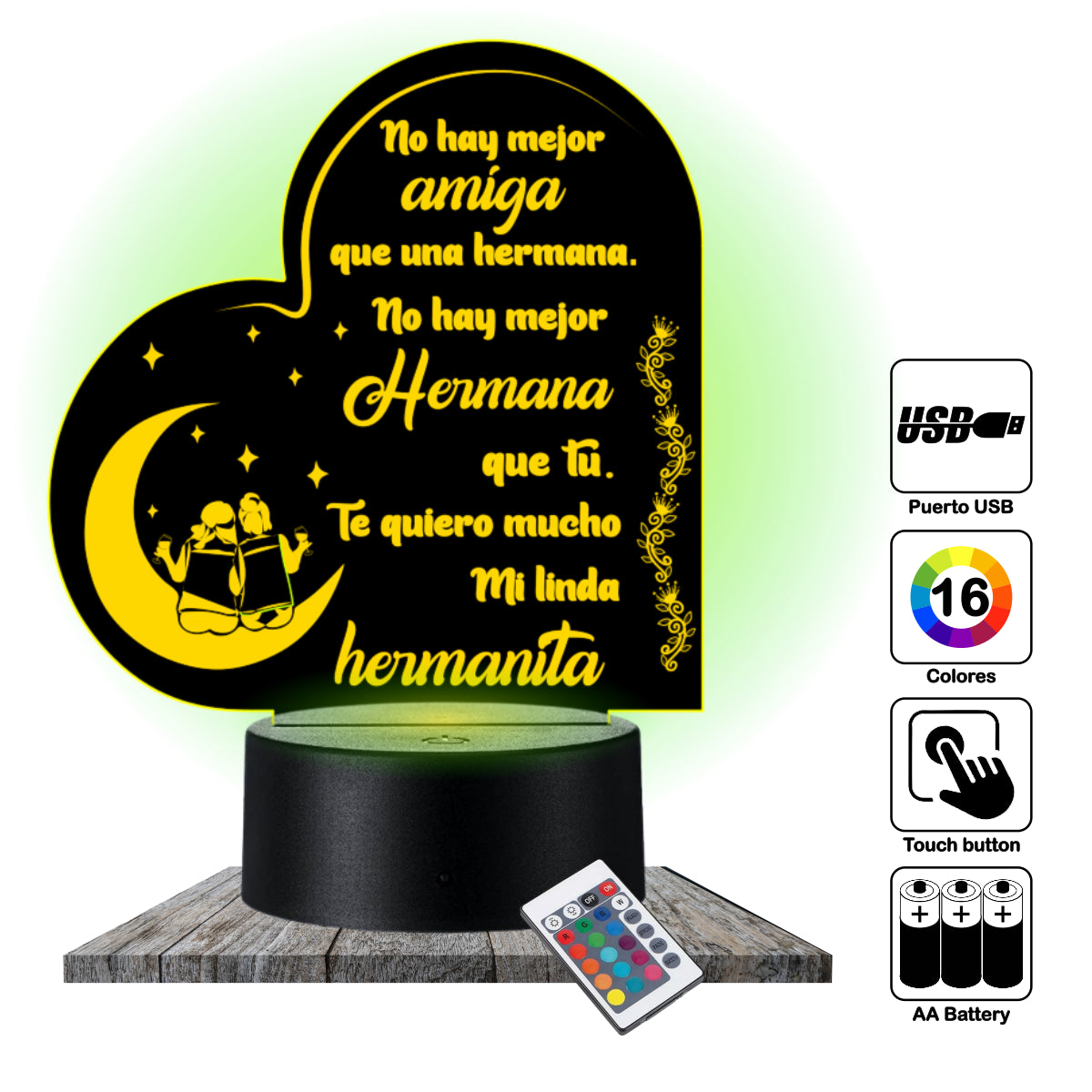 Lámpara LED con Dedicatoria - Hermano(a)