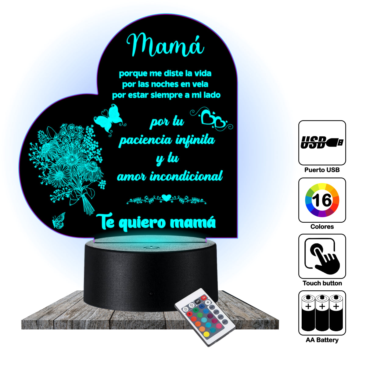 Lámpara LED con Dedicatoria - Mamá