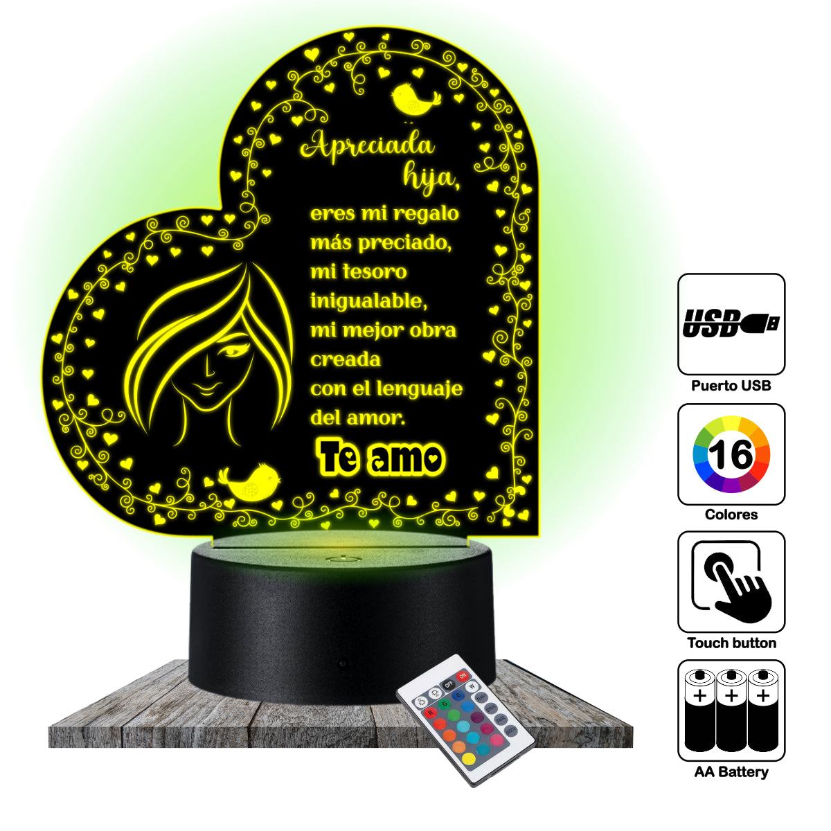 Lámpara LED con Dedicatoria - Hijo(a) Colección 1