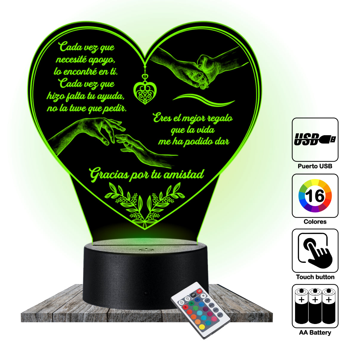 Lámpara LED con Dedicatoria - Amistad