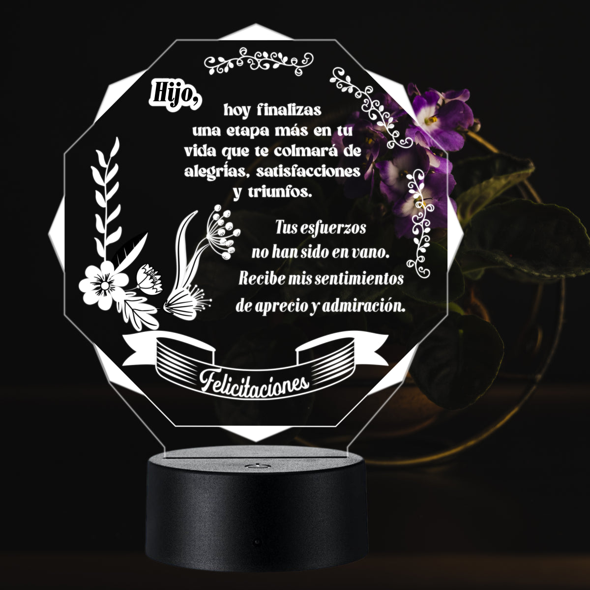 Lámpara LED con Dedicatoria - Felicitaciones
