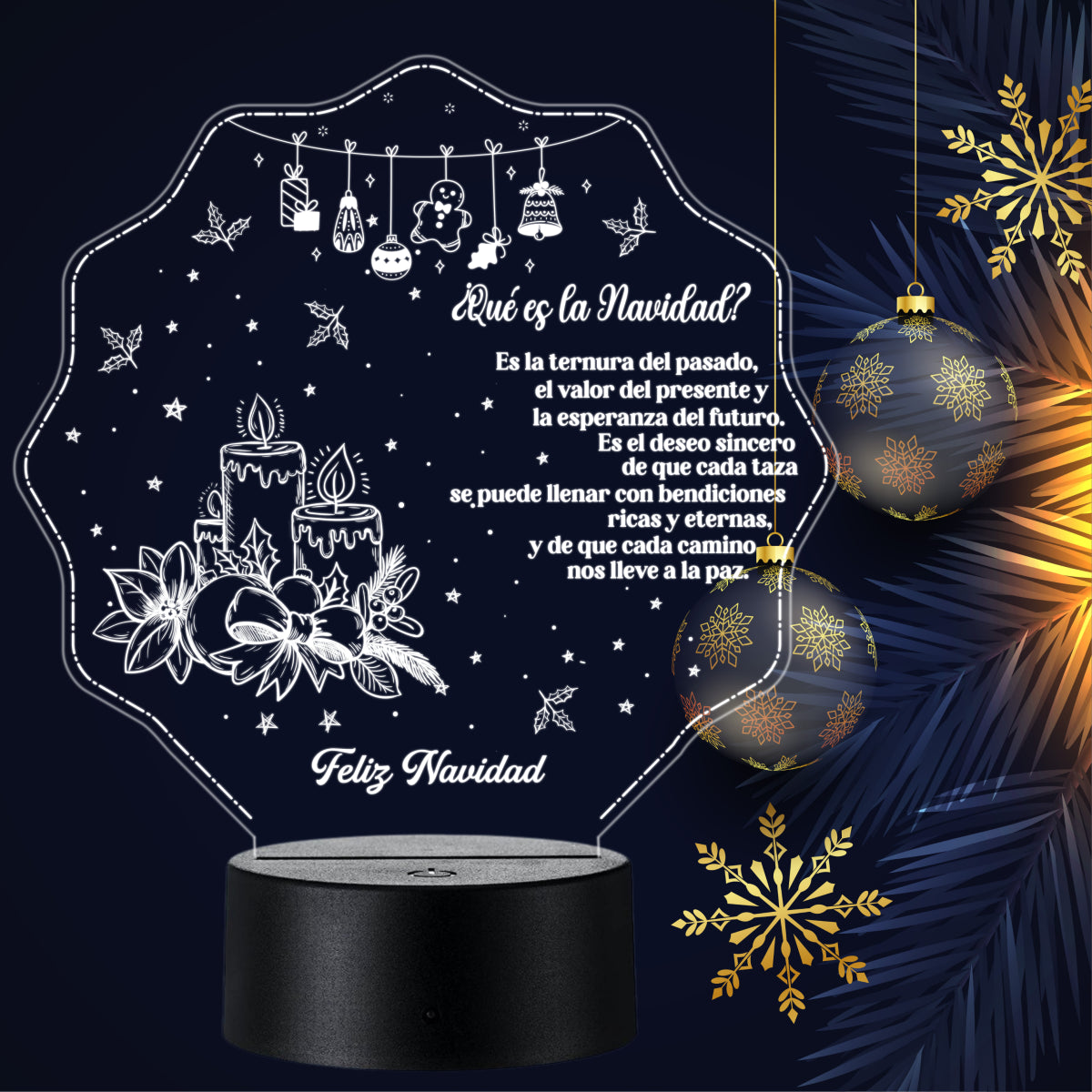 Lámpara LED con Dedicatoria - Navidad