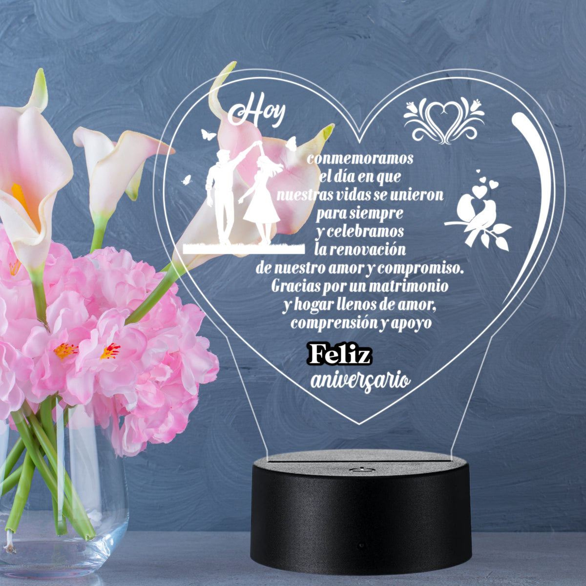 Lámpara LED con Dedicatoria - Aniversario