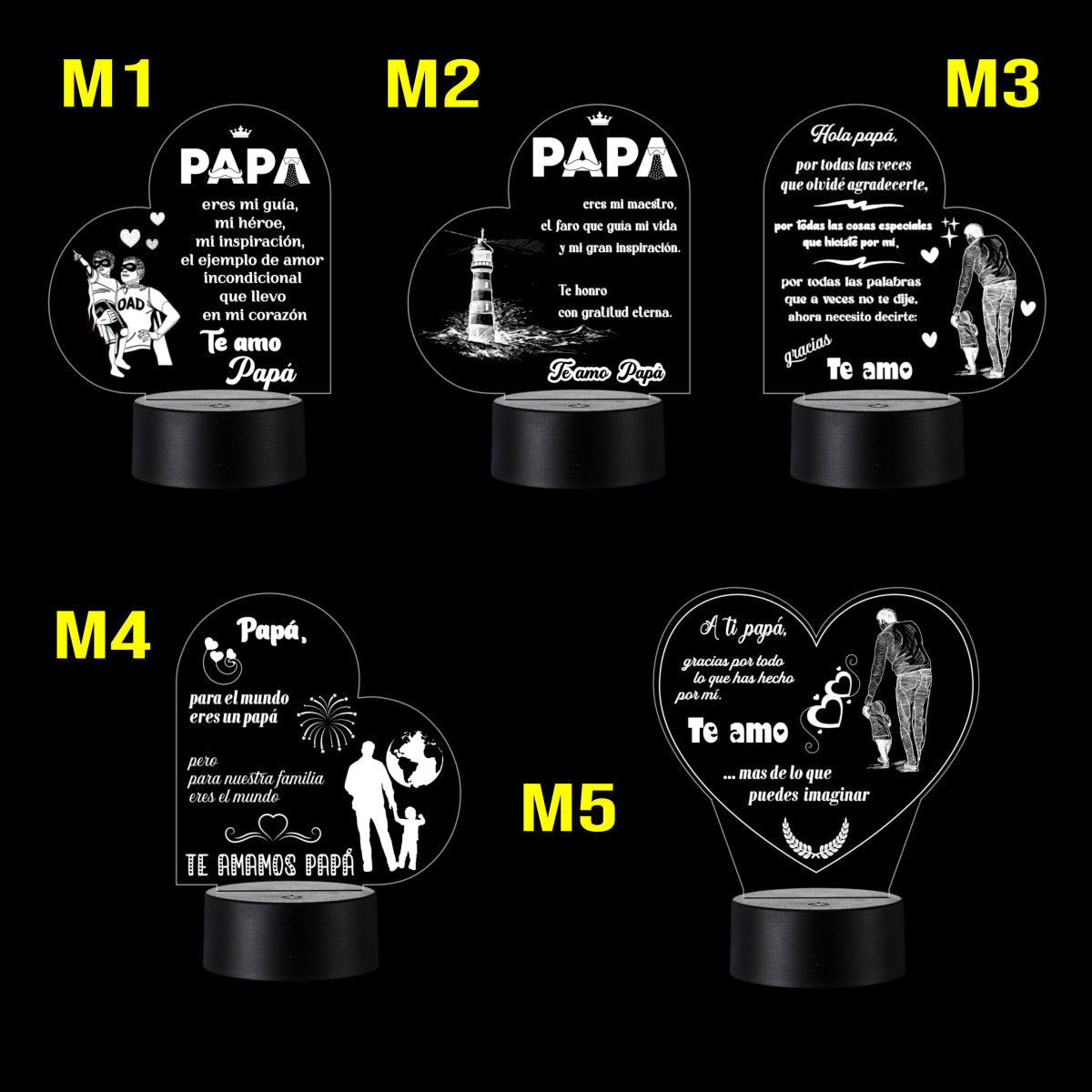 Lámpara LED con Dedicatoria - Papá