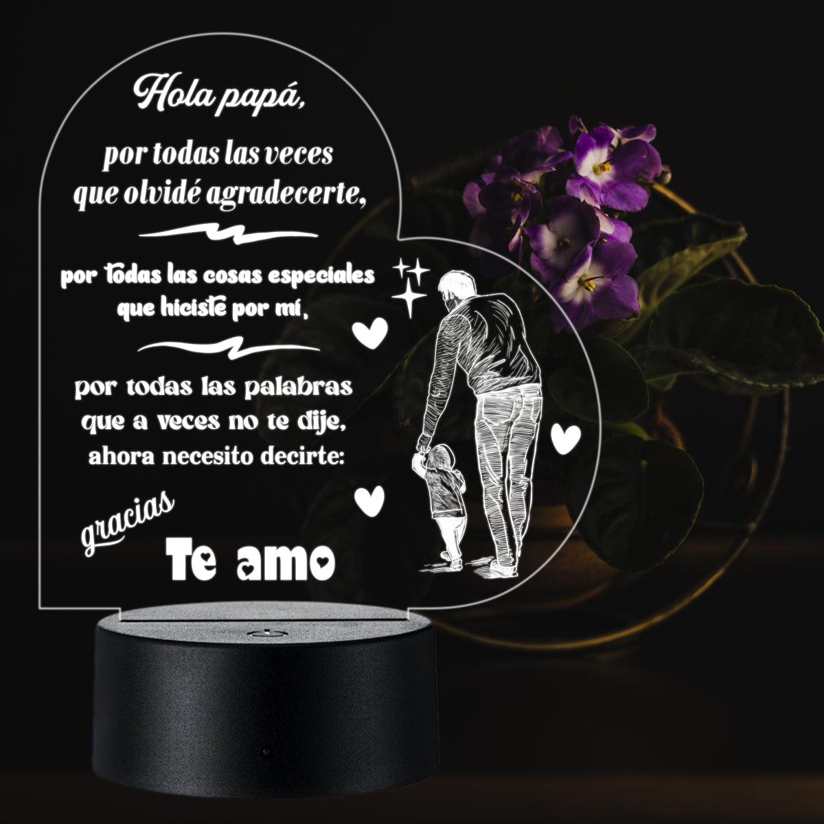 Lámpara LED con Dedicatoria - Papá