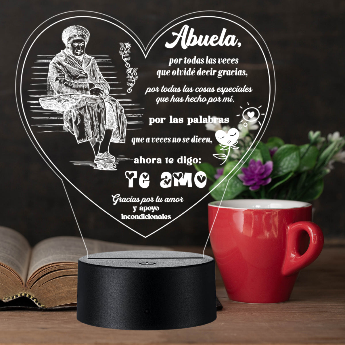 Lámpara LED con Dedicatoria - Abuelo(a)