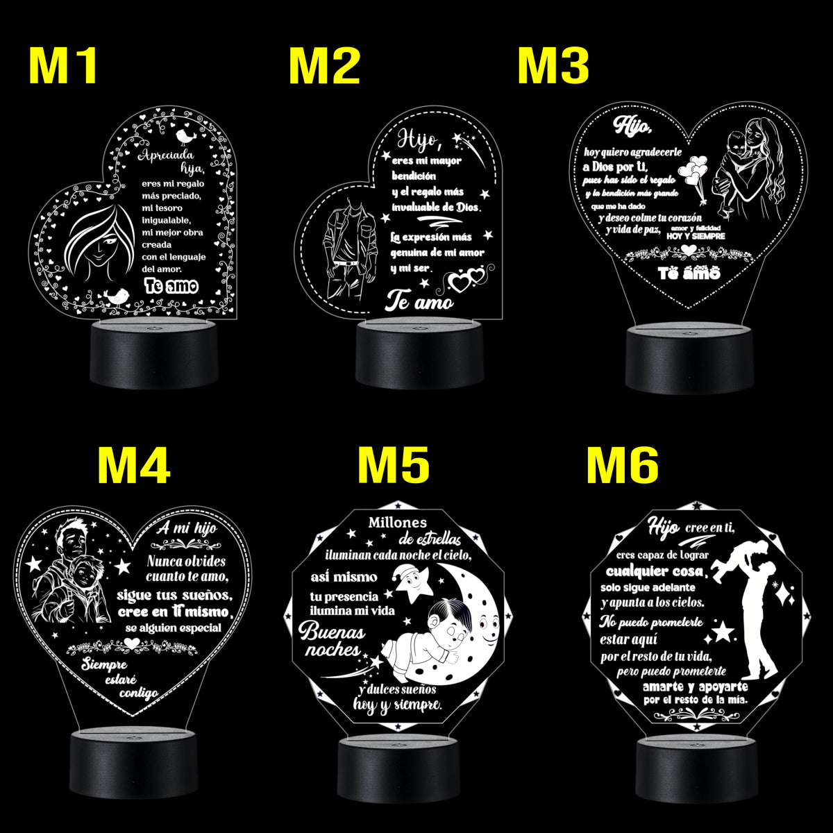 Lámpara LED con Dedicatoria - Hijo(a) Colección 1