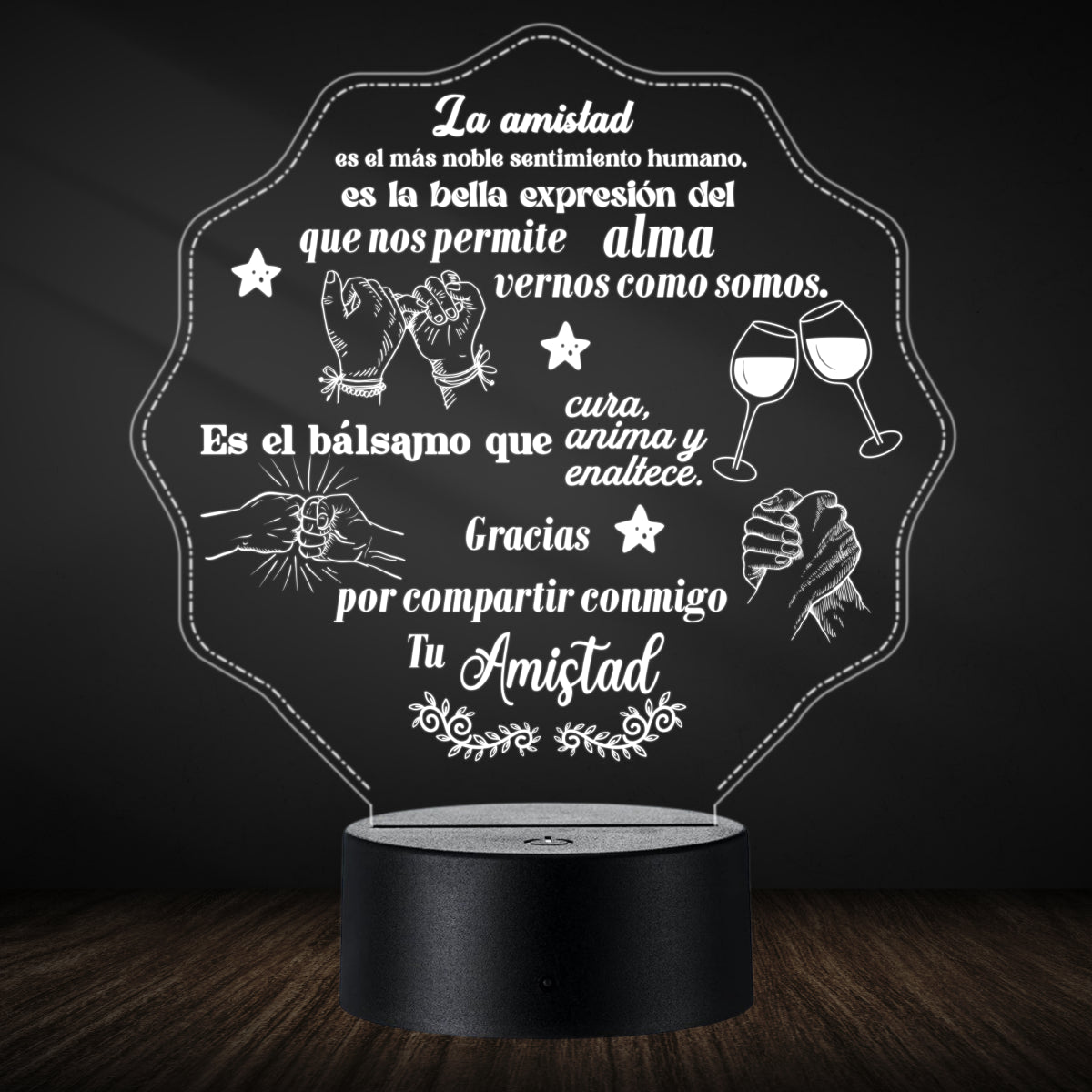 Lámpara LED con Dedicatoria - Amistad