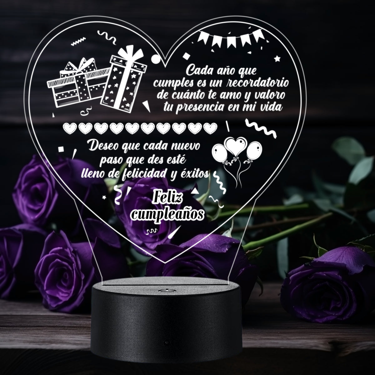 Lámpara LED con Dedicatoria - Cumpleaños