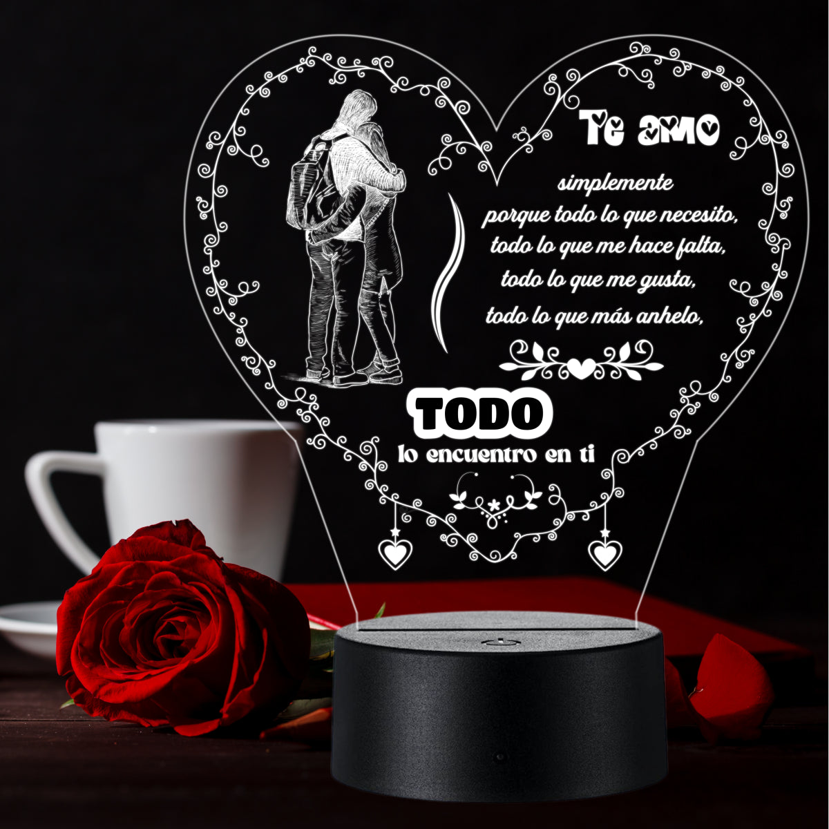 Lámpara LED con Dedicatoria - San Valentin
