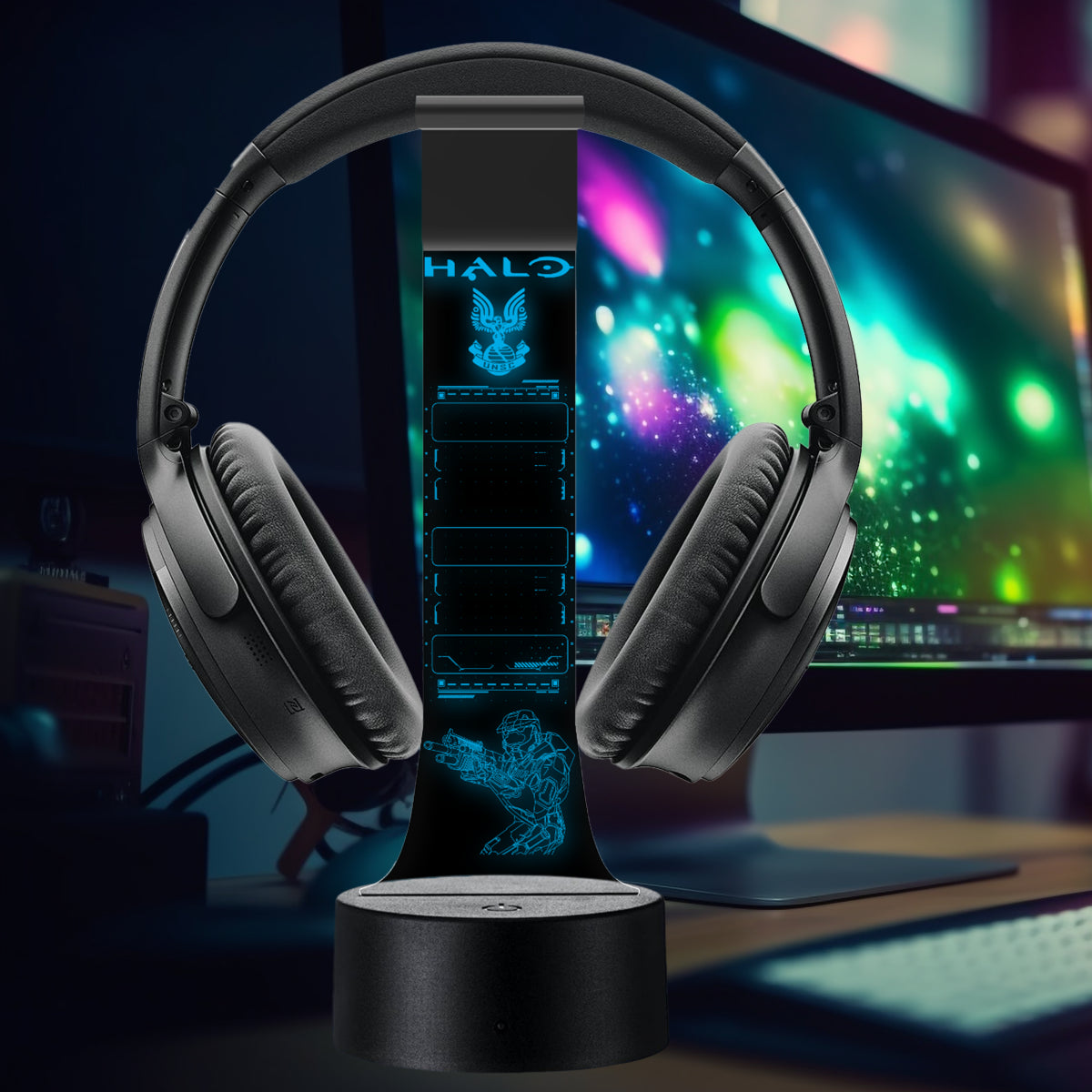 Lámpara soporte audifonos gamer Modelo Halo