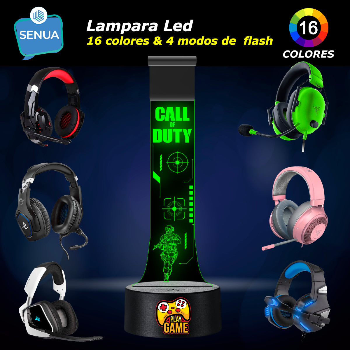 Lámpara soporte audifonos gamer Modelo Call Of Duty