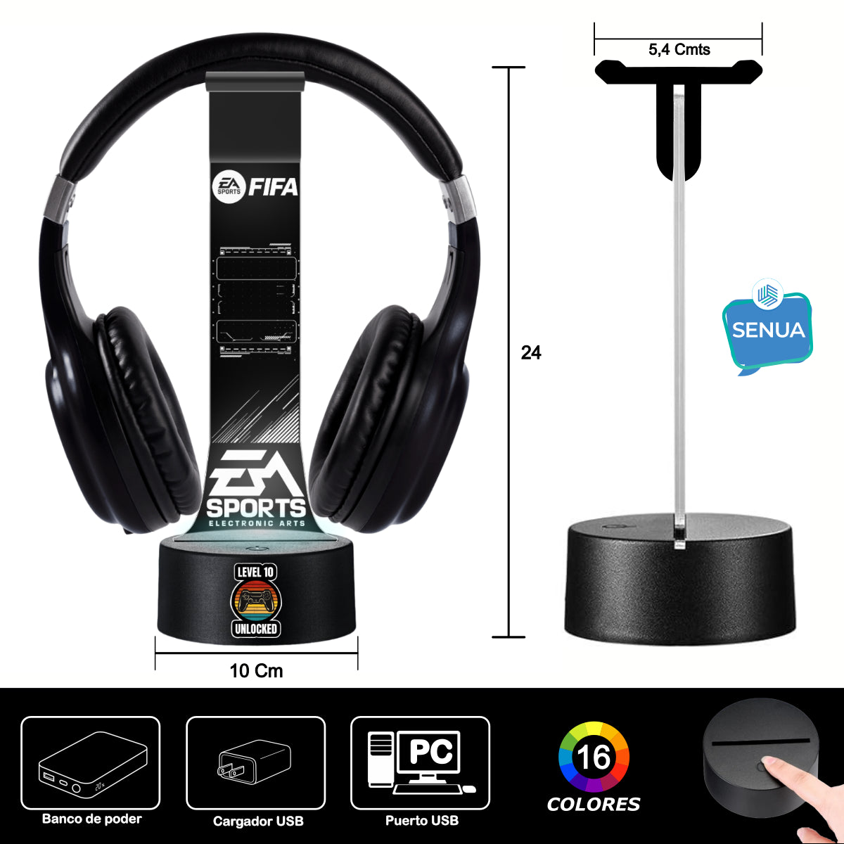 Lámpara soporte audifonos gamer Modelo FIFA