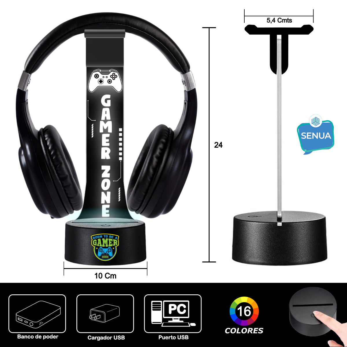 Lámpara soporte audifonos gamer Modelo Gamer Zone