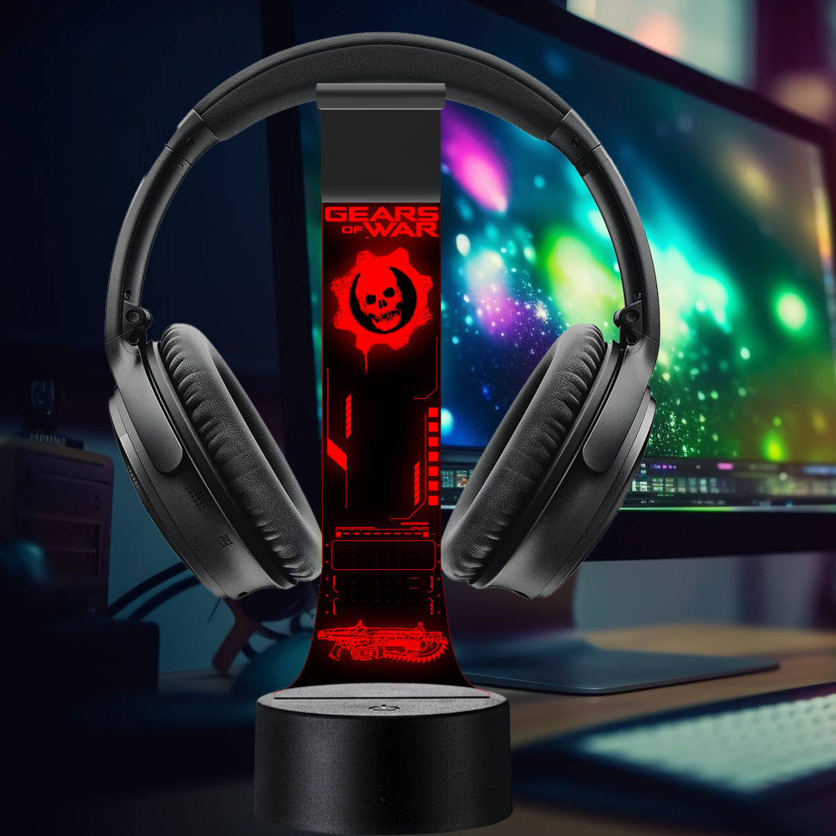 Lámpara soporte audifonos gamer Modelo Gears of War