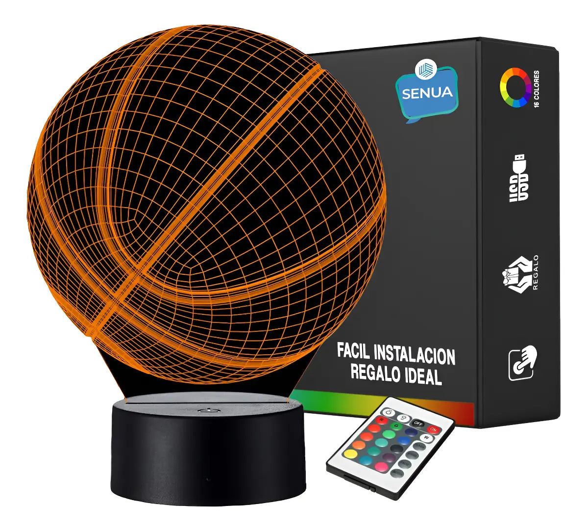 Lámpara LED Balón Baloncesto 3D