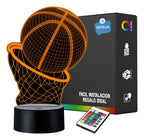 Lámpara LED Balón Baloncesto 3D con Aro