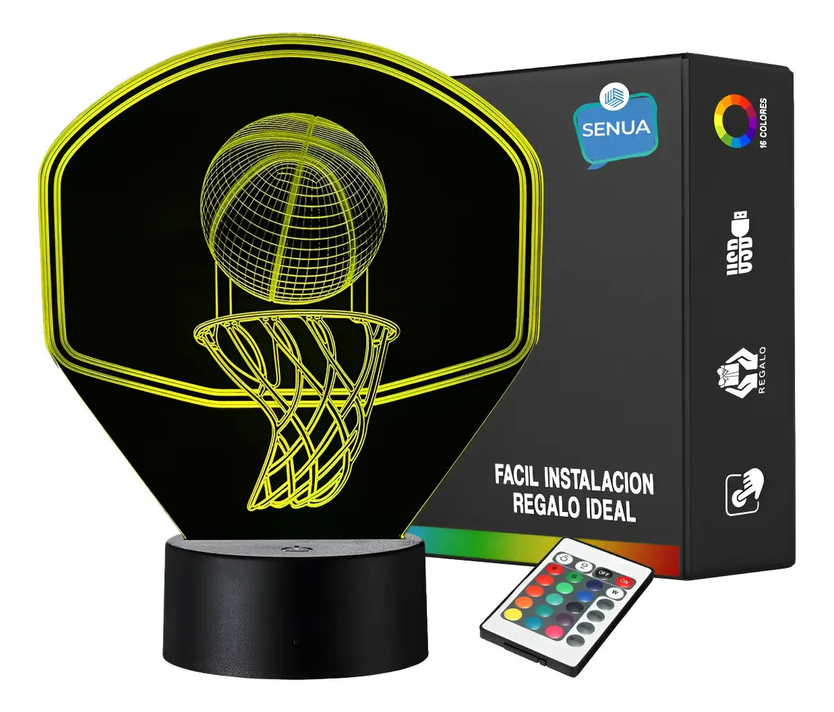 Lámpara LED Balón Baloncesto 3D con Tablero