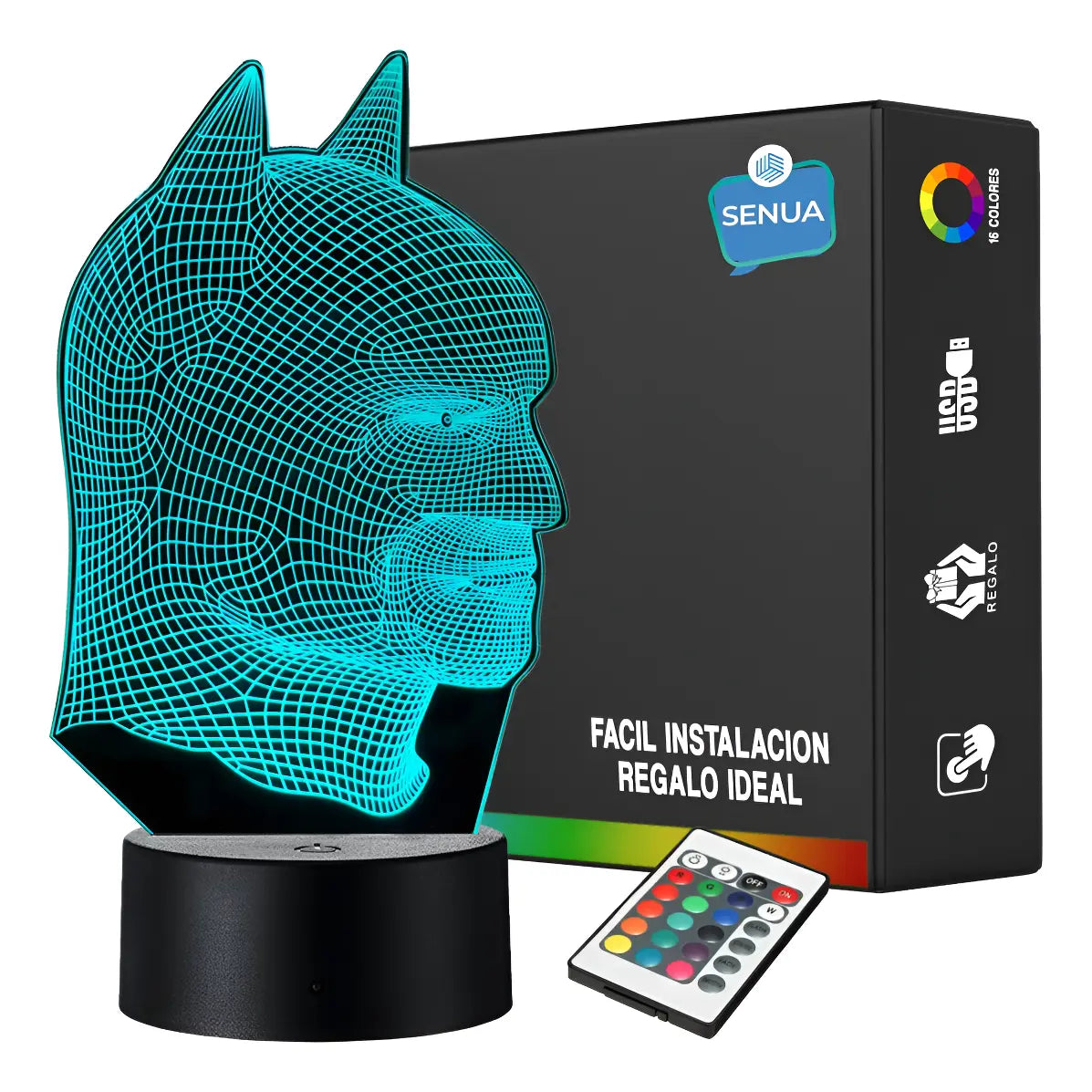 Lámpara LED Batman Cabeza 3D