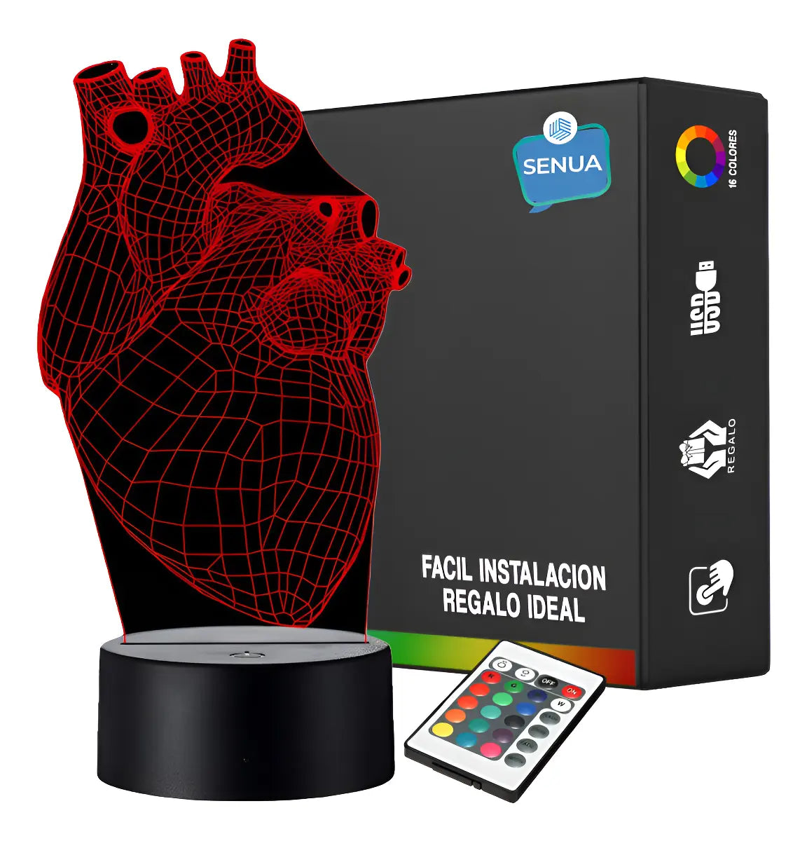 Lámpara LED Corazon 3D Modelo 1