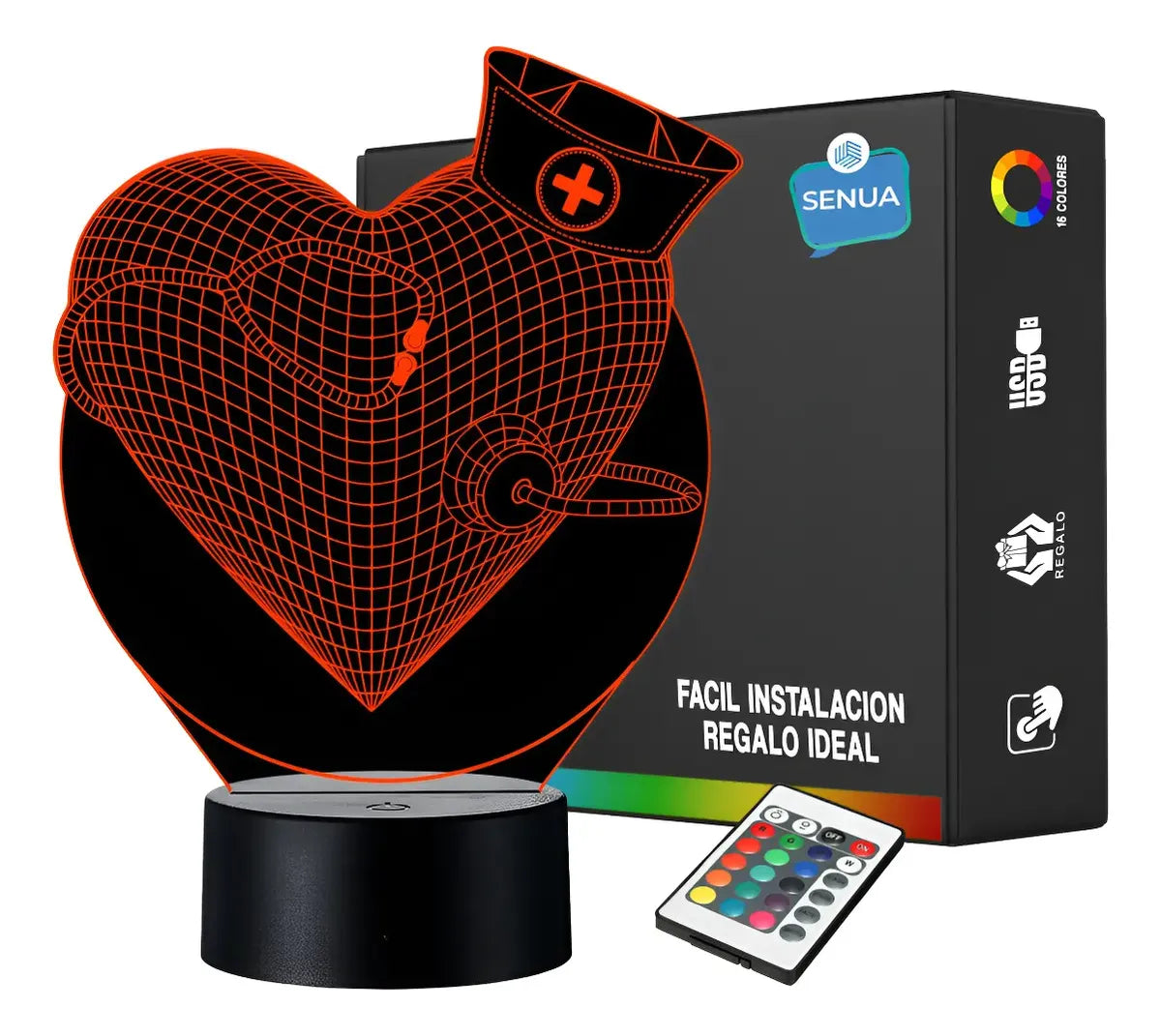 Lámpara LED Corazon 3D Enfermero(a), Medico(a)