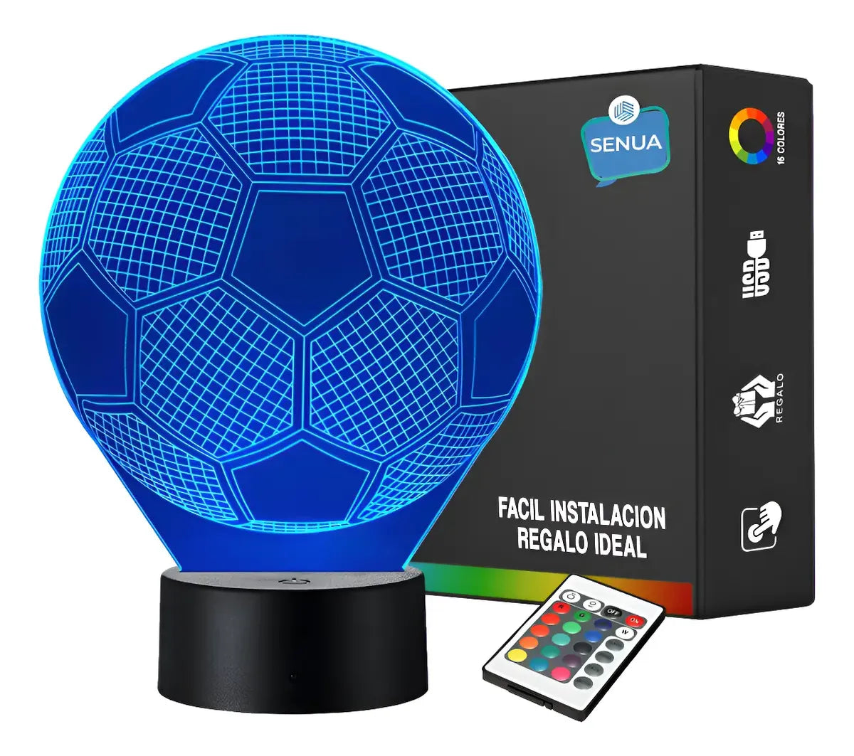 Lámpara LED Balón Futbol 3D