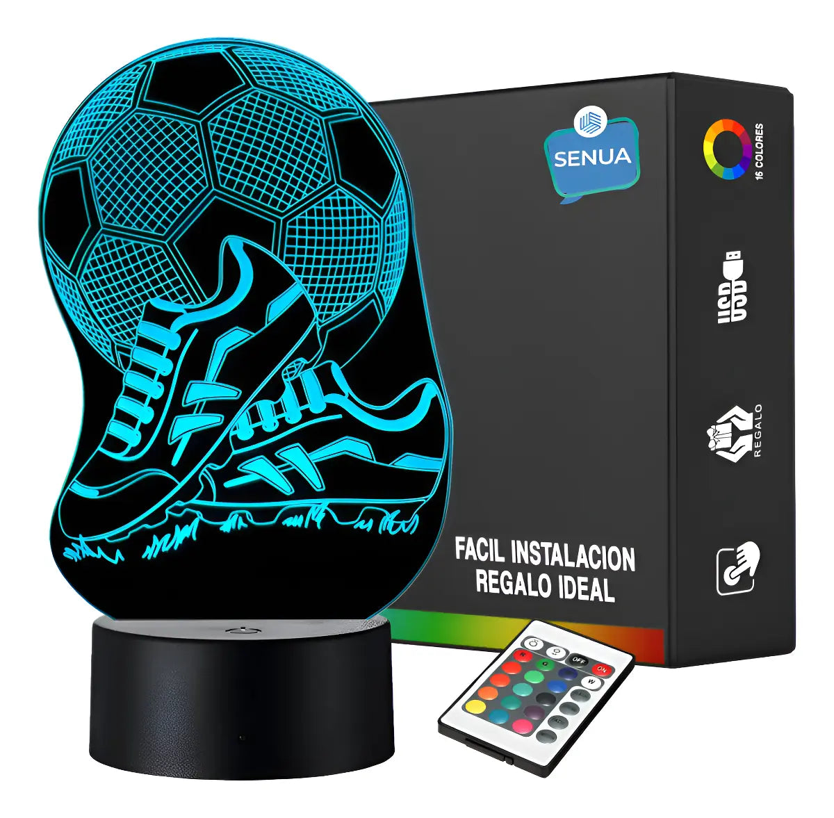 Lámpara LED Balón Futbol 3D con Guayos