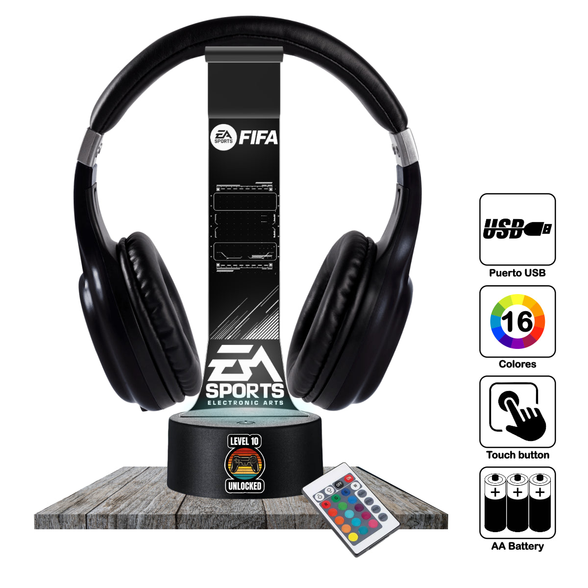 Lámpara soporte audifonos gamer Modelo FIFA