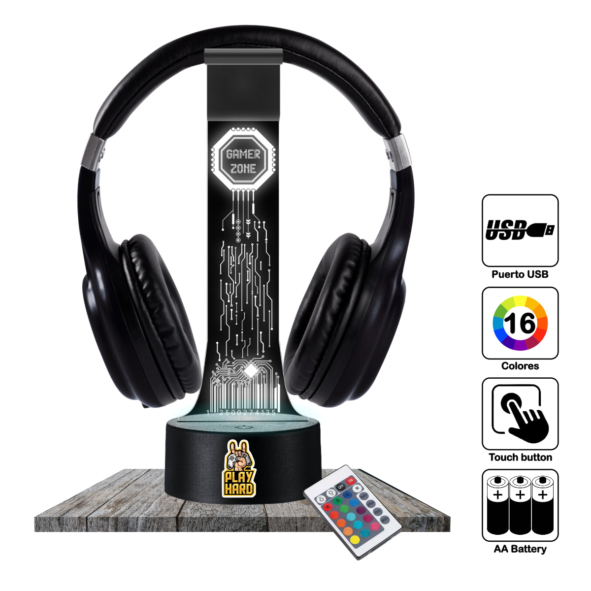 Lámpara soporte audifonos gamer Modelo Gamer Zone Electronica